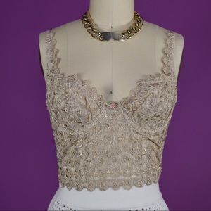 Embroidered Lace Longline Bra